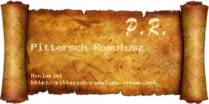 Pittersch Romulusz névjegykártya